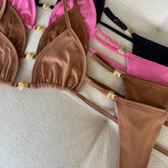 Biquíni Cortininha com Conchas Ipanema - Rosa