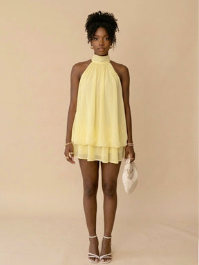 Vestido Curto Isa - amarelo manteiga