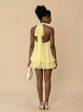 Vestido Curto Isa - amarelo manteiga