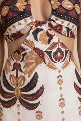 Vestido Longo Angra - Off-White/Marrom