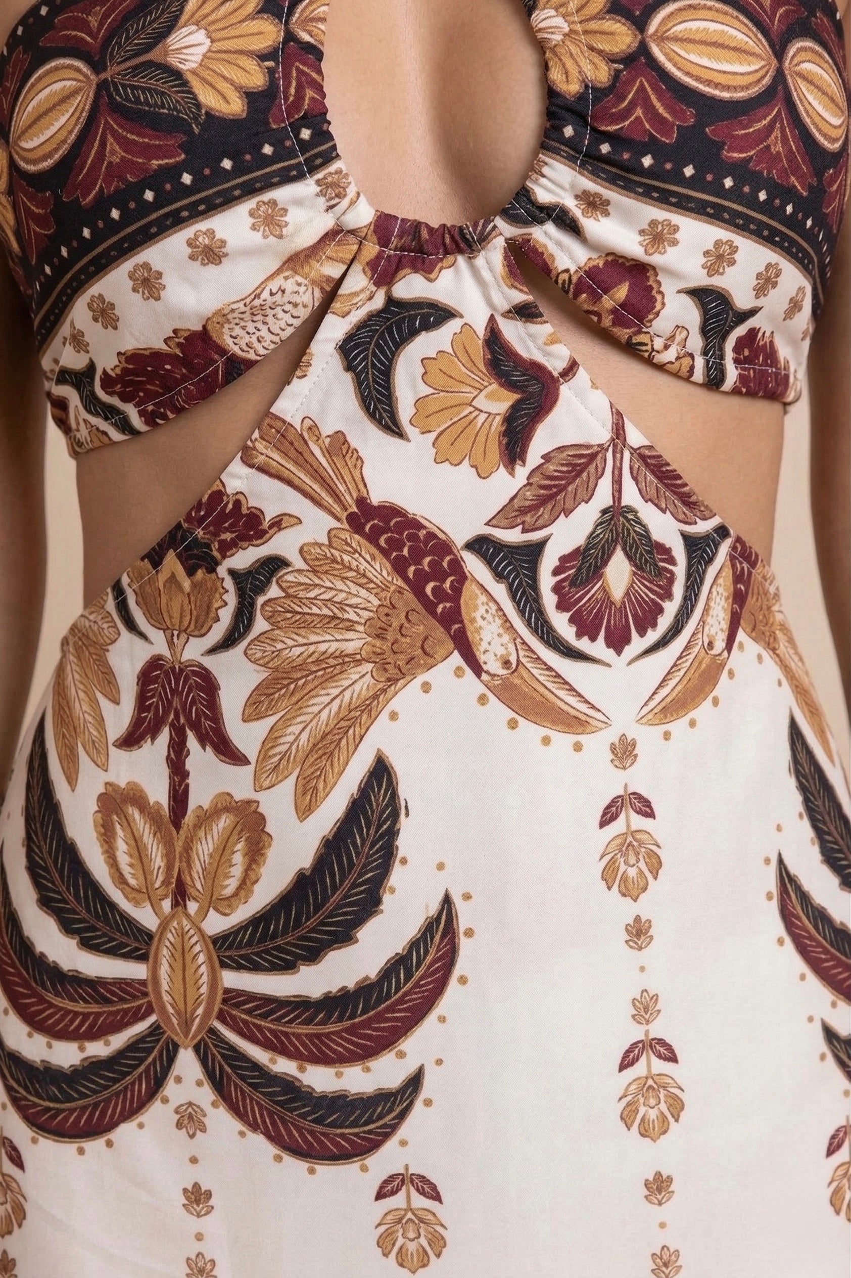 Vestido Longo Angra - Off-White/Marrom