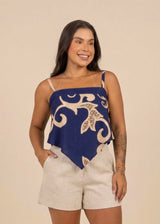 Regata Lenço Vivi - azul marinho/bege