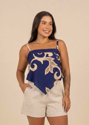 Regata Lenço Vivi - azul marinho/bege