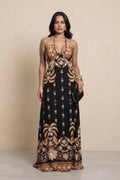 Vestido Longo Angra - Preto/Dourado