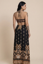 Vestido Longo Angra - Preto/Dourado