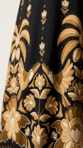 Vestido Longo Angra - Preto/Dourado
