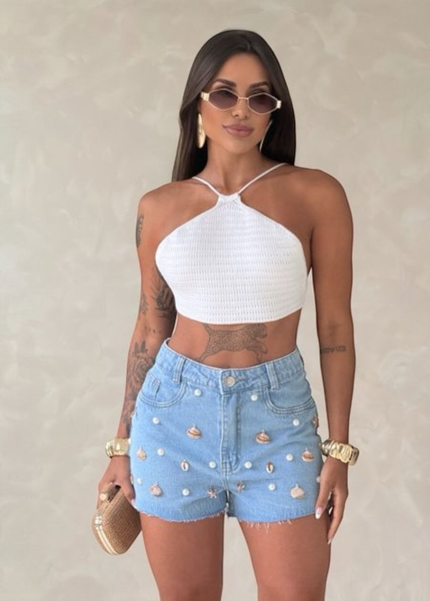 Cropped Tricô Modal Araruama - branco