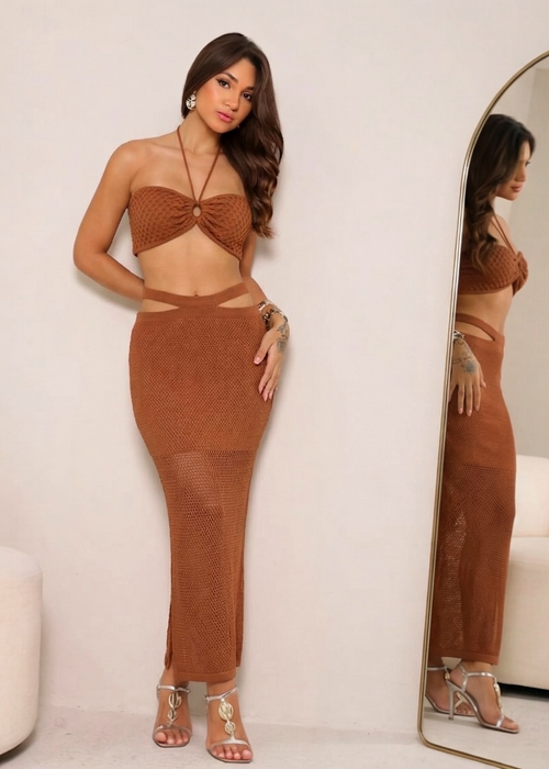 Conjunto Tricô Modal Arraial - Chocolate