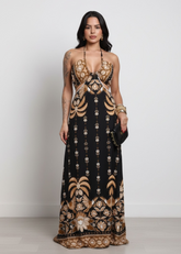 Vestido Longo Angra - Preto/Dourado