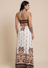 Vestido Longo Angra - Off-White/Marrom