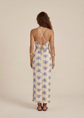 Vestido Midi Palmeiras Fendas Laterais