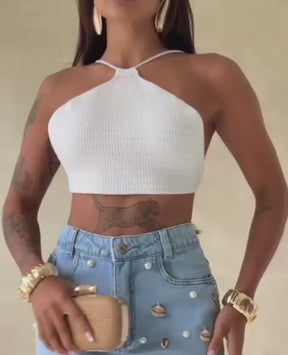Cropped Tricô Modal Araruama - branco